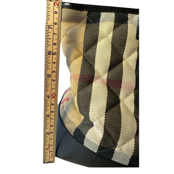 Burberry Nova Check Quilted Canvas Tote Bag Black Leather Gold-Tone Hardware - Picture 11 of 12